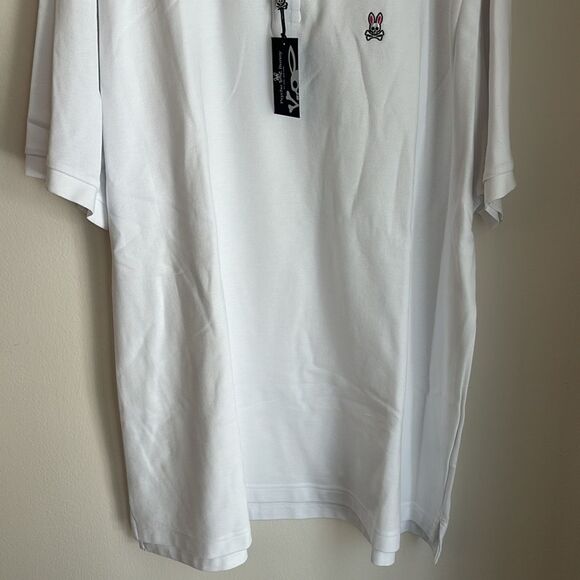 Psycho Bunny Men short sleeve logo white polo work casual designer size 4XL NWT - Picture 3 of 8